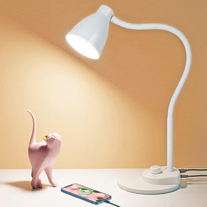Auto-Dimming LED Desk Lamp – USB Charging, Flexible Neck for Office & Bedside