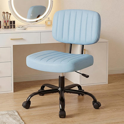 Small Office Chair, PU Leather with Lumbar Support