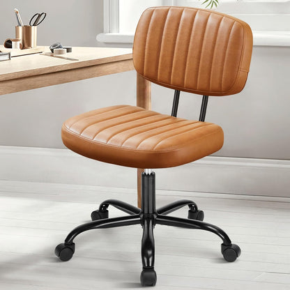 Small Office Chair, PU Leather with Lumbar Support