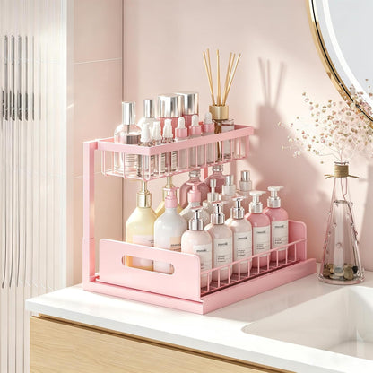 L-Shaped Under Sink Organizer, 2-Tier Pull Out Shelf