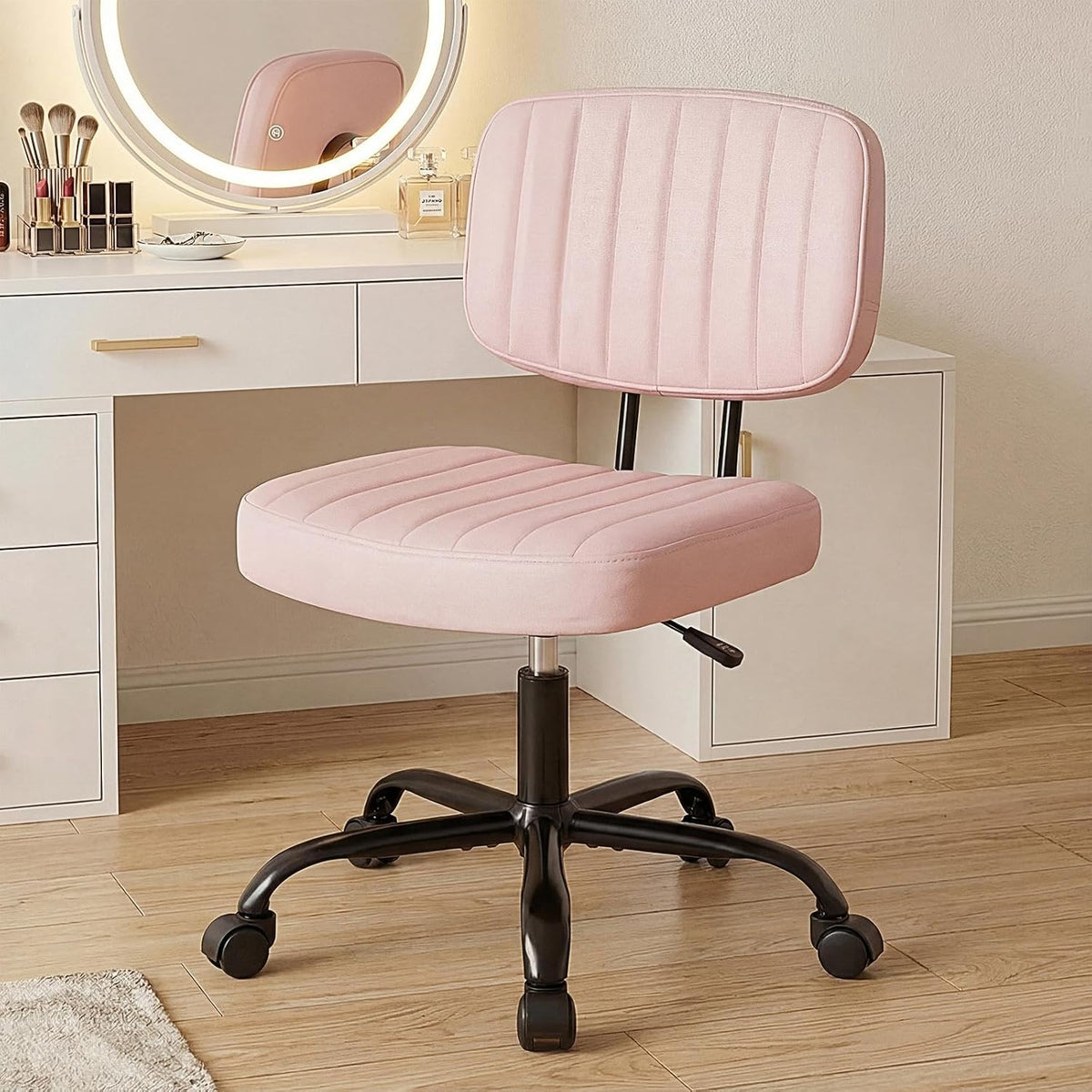 Small Office Chair, PU Leather with Lumbar Support
