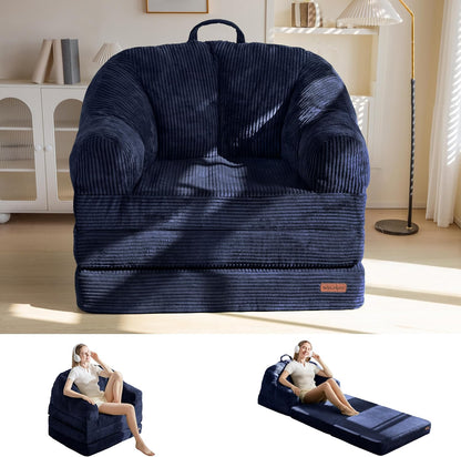 Folding Sofa Bed with Backrest, 2-in-1 Convertible Floor Couch