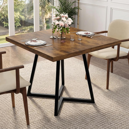 31.5" Square Kitchen Dining Table, Rust Brown